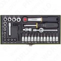 Precision engineer's 36-piece set with 1/4" ratchet